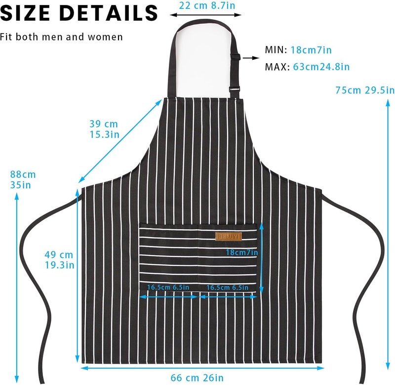 BeLuyi Adjustable Bib Apron with 2 Pockets Chef Cooking Kitchen Restaurant Aprons for Women Men - Image 2